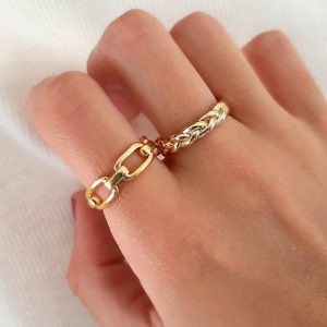 anillos enchapados en oro de 18K