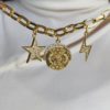 Cadena de eslabones con charms de luna, estrella y rayo enchapado en oro de 18K