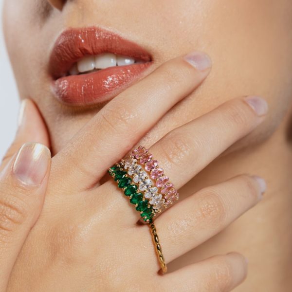Anillo con circones de colores waterproof