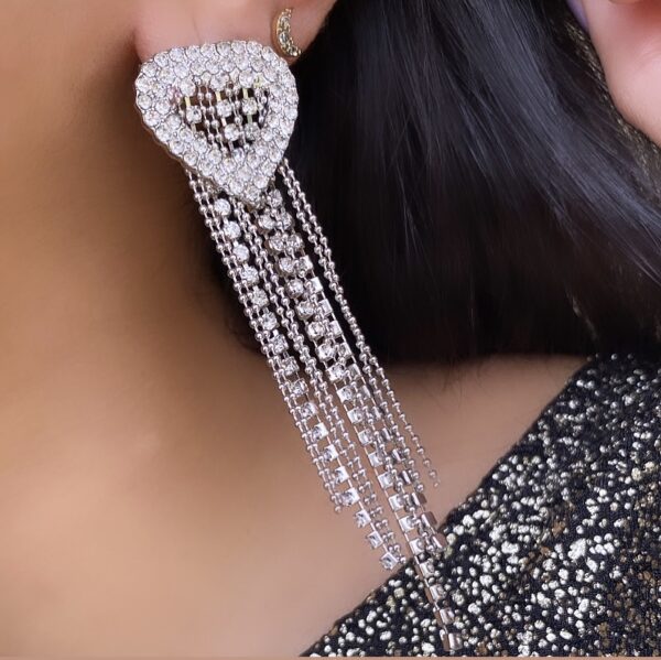 Shiny Heart Silver Earrings