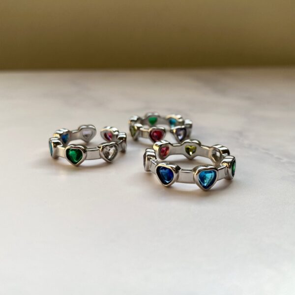 Mini Hearts Silver Ring