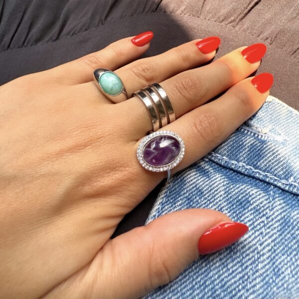 Amatista Silver Ring